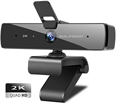 2K Webcam with Microphone & Privacy Cover, Walfront QHD Web Camera for Computer Desktop Laptop, 95° Wide Angle USB Streaming Webcam Plug and Play, Multi-Compatible for Video Conference Recording