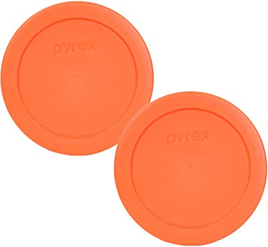 Pyrex 7200-PC 2 Cup Orange Round Plastic Lid - 2 Pack