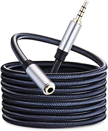 Audio Mic Extension Cable 12Ft,3.5mm Aux Headphone Extender 4-Pole Jack Plug Extension Lead Stereo Male to Female Braided Cord for Headset,TV,Laptop,Phone,Switch Lite,Car,PS4,Xbox and More(12Ft/4M)