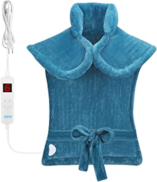 RENPHO Large Heating Pad for Back Relief, 24"x33'' Weighted Heating Pad for Neck and Shoulders, Fast-Heating with 6 Temperature Settings, Auto Shut Off Available, ETL Certified-Blue