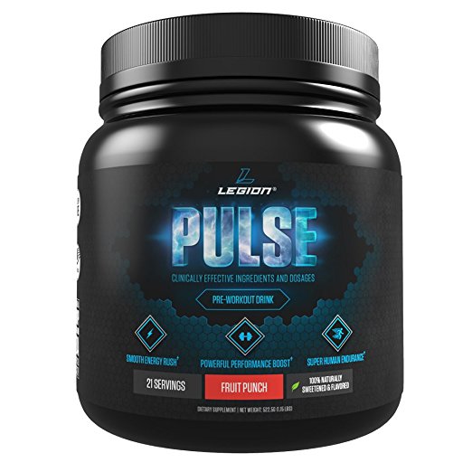 Legion Athletics Pulse Pre Workout Supplement - Best Nitric Oxide Preworkout Drink For Men And Women to Boost Energy & Endurance. Creatine Free, All Natural, Safe & Healthy. Fruit Punch, 21 Servings