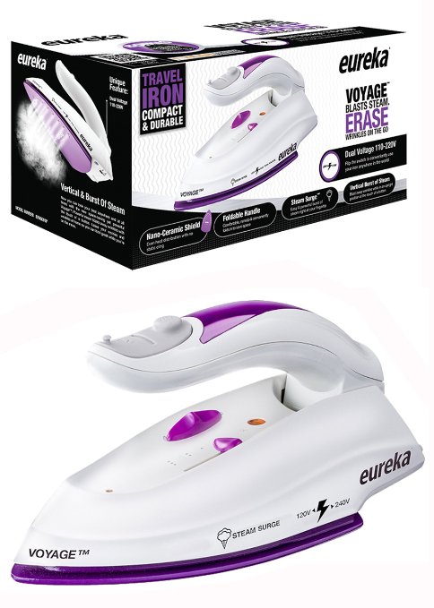 Eureka Voyage Compact and Durable Travel Iron Steam Blast Dual Voltage 120-240V