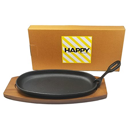 Happy Sales HSS-TBSP2, Cast Iron Steak Plate Set Medium 6W x 2H x 12L, Black