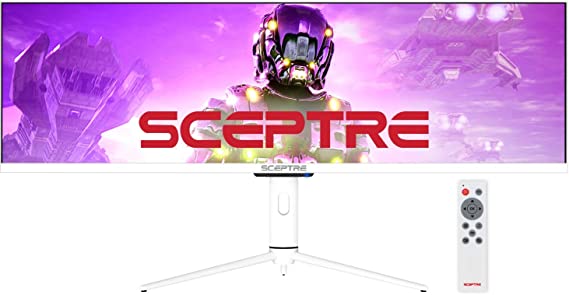 Sceptre IPS 43.8 inch Ultra Wide 32:9 LED Monitor 3840x1080 up to 120Hz DisplayPort HDMI USB Type-C HDR600 AMD FreeSync Premium Build-in Speakers and Remote, Nebula Series White 2021 (E448B-FSN168)