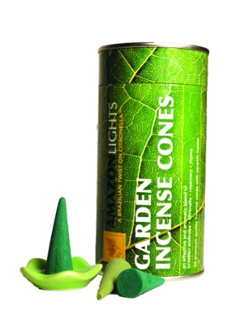 Amazon Lights All-Natural Premium Citronella Outdoor Garden Incense Cones - 50 Cones with Ceramic Burning Dish - Each Cone Burns up to 24 min.