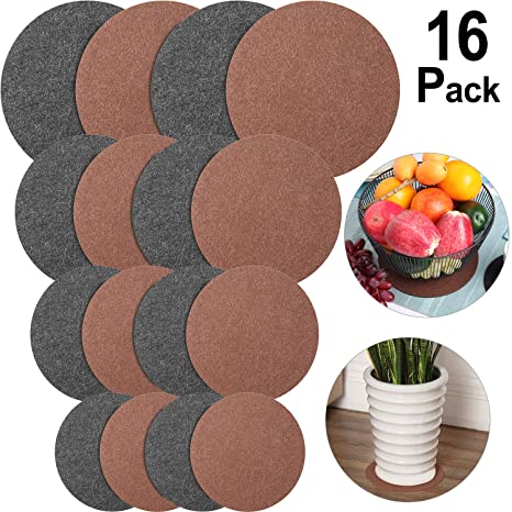 16 Pieces Round Plant Coaster Plant Mat Absorbent Table Board for Kitchen Hot Pads, Pots, Pans, DIY Craft Supplies, Charcoal/Brown (4 Inch, 6 Inch, 8 Inch, 10 Inch)