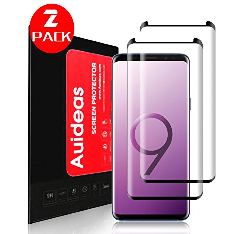 [2-Pack] Galaxy S9 Plus Black Screen Protector, Auideas Tempered Glass Screen Protector with [9H Hardness][Easy Bubble-Free Installation][Anti-Scratch][Anti-Fingerprint] for Samsung Galaxy S9 Plus