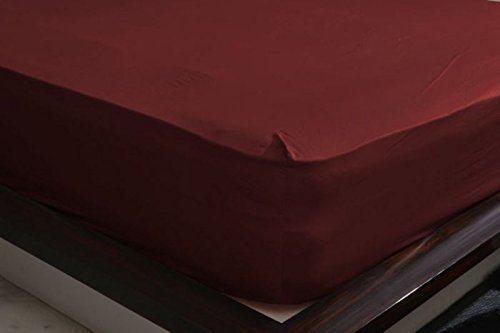 500 Thread Count 100% Egyptian Cotton 1-Piece Fitted Sheet in Twin XL, 21" Deep Pocket, Solid Burgundy