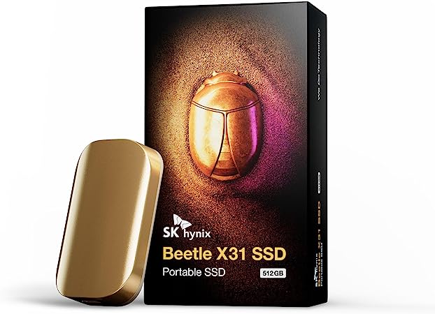 SK hynix Beetle X31 512GB Portable SSD with DRAM, up to 1050MB/s, USB 3.2 Gen2, External Solid State Drive Compatible with Windows-Based PCs/Macs/Tablets/Android-Based Smartphones/Game Consoles