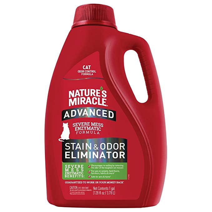 Nature's Miracle Cat Advanced Stain and Odor Eliminator, For Severe Cat Messes, Safe for Pets and Homes