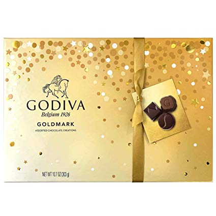 Godiva Chocolatier Goldmark Assorted Chocolates, Classic Gold Ribbon, Great for Gifts, Gourmet Chocolate Gift Box (27 Count)