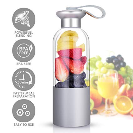 Portable Blender - Personal Blender with Powerful Motor, Travel Blender for Fruit Smoothies/Healthy Drinks/Baby Food/Shakes, Sealable Lid, Easy to Use & Clean - USB Rechargeable