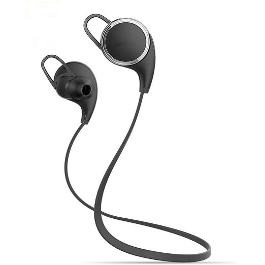 JOKERET Wireless Bluetooth Headphones Stereo Sweatproof Jogger Running Sport Headphones Earbuds with AptX Mic Hands-free CallingQY8-Black