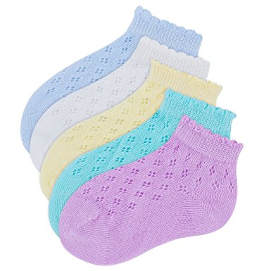 Toddler Ankle Socks Light Weight Breathable Holes Design for Baby Unisex Girls Boys Pack of 5