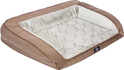 Serta Orthopedic Quilted Couch Dog Bed for Pets – Chocolate Brown (X-Large)