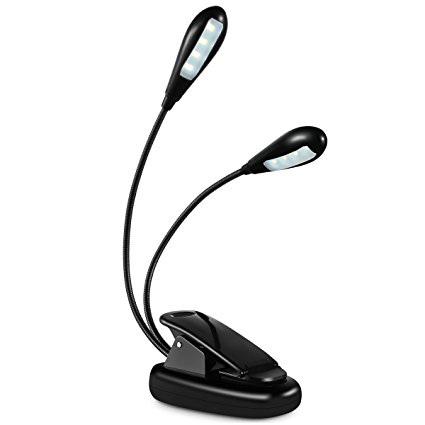 Pictek Reading Light, New Dual Head Book Light Clip-on 8 LED Rechargeable with Flexible Neck and 5 Brightness Modes, Long-lasting & Eye-caring for Kindle, Reading in Bed, Car