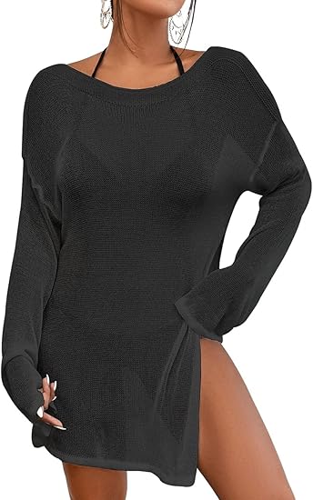 Bsubseach Crochet Cover Ups for Women Bathing Suit Cover Up Dress Mesh Beach Top