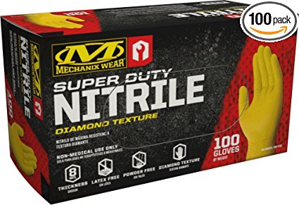 Mechanix Wear - Nitrile Disposable Gloves - Powder Free, Latex Free, Diamond Textured - 8 mil Yellow (Medium, 100 Pack)