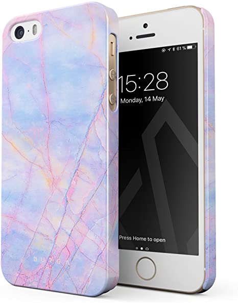 BURGA Phone Case Compatible With iPhone 5 / 5s / SE - Cotton Candy Marble Holographic Iridescent Colorful Unicorn Marble Cute For Girls Thin Design Durable Hard Plastic Protective Case