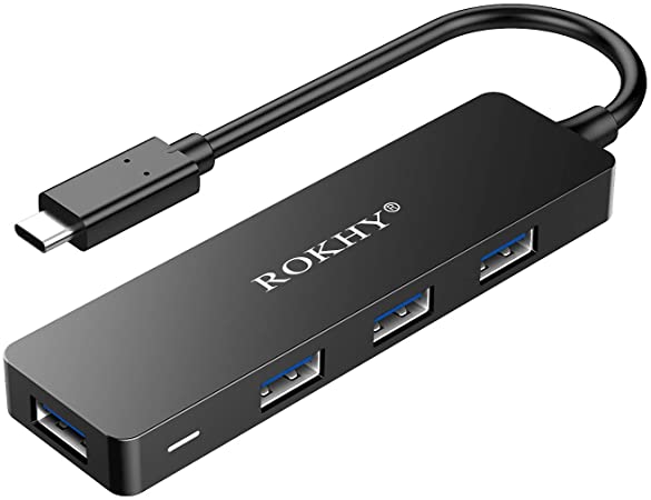 ROKHY USB C Hub 4-Port USB 3.0 Hub Ultra-Slim Data USB Hub for MacBook, iPad Pro, Laptop, Android Smartphones