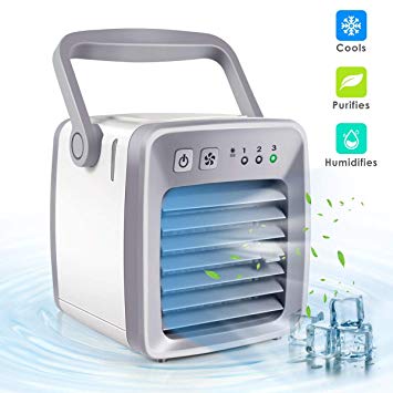 Dr.fasting Air Cooler, Mini Portable Air Conditioner Fan Noiseless Evaporative Air Humidifier, Personal Space Air Conditioner, Mini Cooler,3 Gear Speed, Office Cooler Humidifier & Purifier