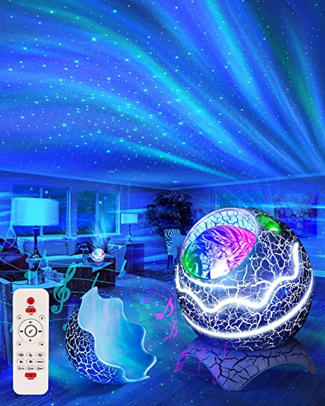 Brizled Star Projector Night Light, Dinosaur Egg Shaped Galaxy Projector Light with Bluetooth Speaker & White Noise, LED Nebula Starry Night Light Projector Remote for Room Party Birthday Home Theater