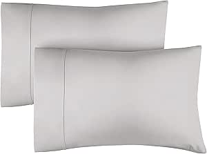 100% Cotton Pillow Cases King Size - Cooling, Breathable & Soft Pillowcase Covers Set of 2 - Extra Soft - 400 Thread Count Cotton - Machine Washable Protectors - Luxury Linen Pillowcases - Light Grey