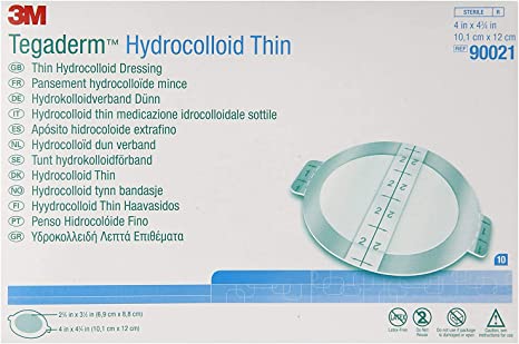 3M Tegaderm Hydrocolloid Thin Dressing - 4" x 4-3/4" - - Box of 10