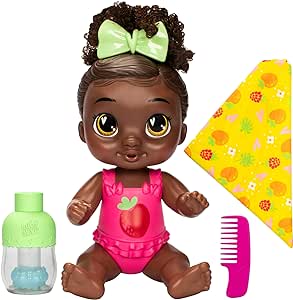 Baby Alive Shampoo Snuggle Berry Boo Black Hair 11 Inch Water Baby Doll Playset, Toys for 3 Year Old Girls & Boys & Up