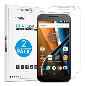 OMOTON [2 PACK] Moto G 4th Generation Screen Protector, Tempered Glass Guard with [9H Hardness] [Bubble Free] Screen Protector for Moto G 4th Generation - 5.5 Inch