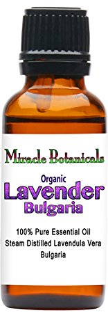 Miracle Botanicals Organic Bulgarian Lavender Essential Oil - 100% Pure Lavendula Vera - 10ml or 30ml Sizes - Therapeutic Grade - 30ml