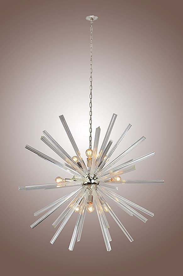46" Inch Crystal Bar Ceiling Pendant Fixtures Chandelier Sputnik Axis (Clear Glass)