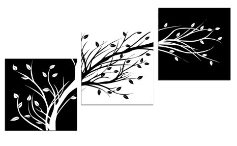 Wieco Art Canvas Print Black and White Leaves Modern Canvas Wall Art for Home Decor