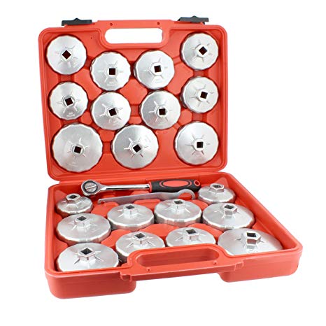 ABN 23 Piece Oil Filter Cap and 1/2” Inch Socket Wrench Removal Tool Set