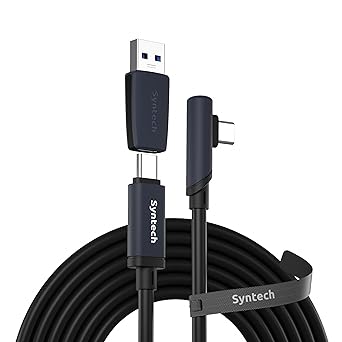 Syntech Link Cable Compatible with Meta/Oculus Quest 3/Quest 2 Accessories and PC/Steam VR, 16FT Upgraded Type C Cable with USB 3.0 Adapter, High Speed Data Transfer Charging Cord for VR Headset Black