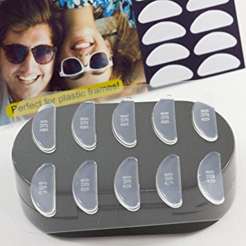 GMS Optical® 1.8mm Anti-slip Adhesive Contoured Soft Silicone Eyeglass Nose Pads with Super Sticky Backing - 5 Pair (Clear - 2 Pack)