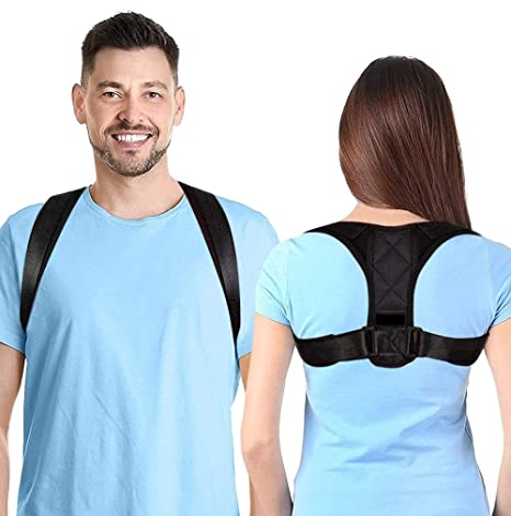Aruny Posture Corrector for Men and Women Adjustable Upper Back Brace for Clavicle Support Back Straightener Pain Relief from Neck, Back and Shoulder Black