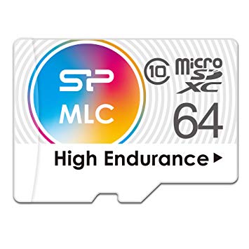 Silicon Power 64GB High Endurance MLC Micro SDHC Memory Card for Dash Cam and Security Camera, with Adapter