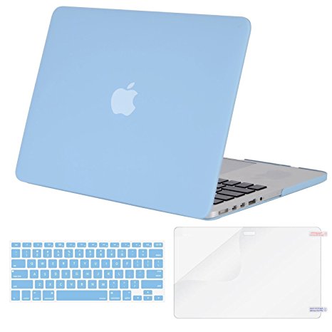 Mosiso Plastic Hard Case with Keyboard Cover and Screen Protector for MacBook Pro 13 Inch with Retina Display No CD-ROM (A1502/A1425, Version 2015/2014/2013/end 2012), Airy Blue