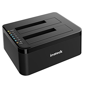 Inateck USB C 3.1 to SATA Dual-Bay Hard Drive Type C Docking Station with Offline Clone Function for 2.5 / 3.5 Inch HDD SSD SATA (SATA I/ II/ III), Support 2x 8TB and UASP, with 12V/3A Power Adapter, Tool-Free(FD2002C)