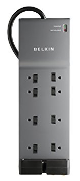 Belkin 8-Outlet Home and Office Power Strip Surge Protector with 6-Foot Power Cord and Phone / Coaxial Protection, 3550 Joules (BE108230-06)