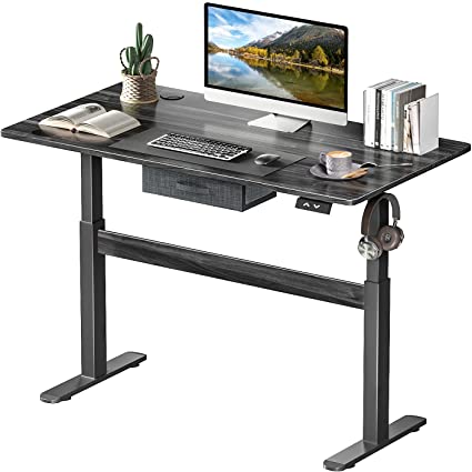 Flamaker Height Adjustable Electric Standing Desk Home Office Computer Standing Table Sit Stand Desk Workstation with Drawer (Black)