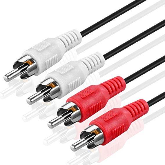 TNP 2RCA Stereo Audio Cable (50 Feet) - Dual Composite RCA Male Connector M/M 2 Channel (Right and Left) (Red and White) Shielded 2RCA to 2RCA AV Sound Plug Jack Wire Cord