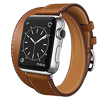 SUPSUN Compatible for Iwatch Band, Genuine Leather Iwatch Bands Series 1 2 3 4 for Women Designer Replacement Band Compatible with Iwatch Series 4/3/2/1 (D-Brown, 42mm/44mm)