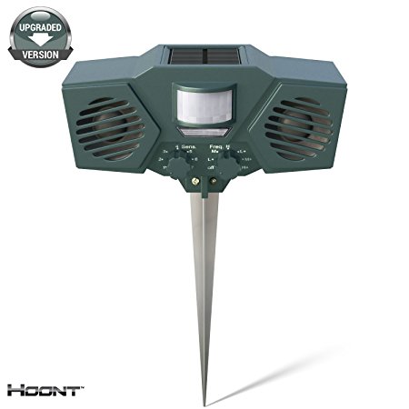 Hoont Powerful Solar Battery Powered Ultrasonic Outdoor Pest and Animal Repeller - Motion Activated [UPGRADED VERSION]