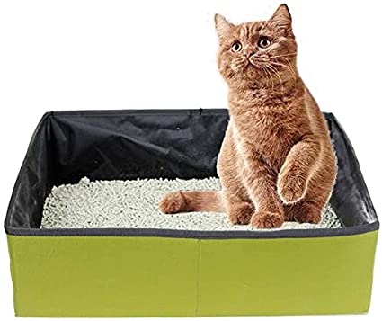 Texsens Cat Litter Box for Traveling with Medium or Large Cats, Waterproof, Durable, Large Space & Easy to Clean