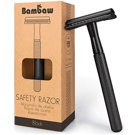 Metal Safety Razor for Men | Mat Black Razor | Metal Shaver | Zero Waste Products | Reusable Razor | Waste Free Men’s Razor | Fits All Double Edge Razor Blades | Beard Razor | DE Safety Razor | Bambaw