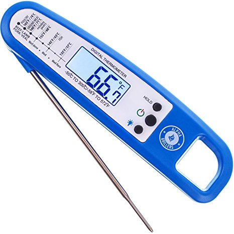 Instant Read Thermometer For Meat & Cooking. SOLD IN ELEGANT GIFT BOX. Best Backlit Ultra Fast Digital BBQ Food Probe For Grill & Kitchen. Includes Internal Barbecue Meat Temperature Guide