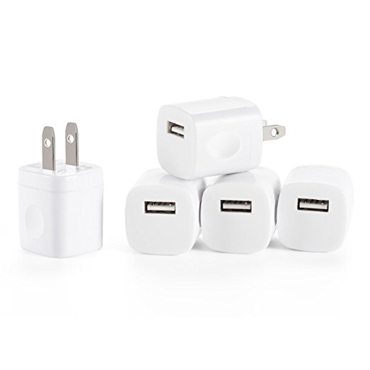 Wall Charger, RKINC [5-Pack] 5V/1.0AMP 1-Port USB Wall Charger Home Travel Plug Power Adapter For iPhone 7/7S 6/6s plus 5S 5 4S, Samsung S7 S6 S5 S4 S3, HTC, LG, Motorola And More