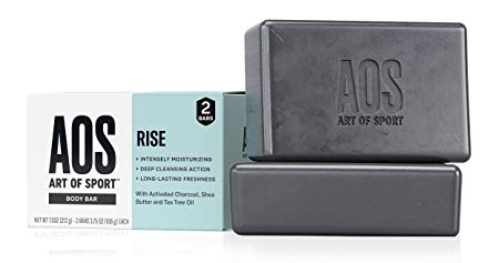 Art of Sport Body Bar Soap (2-Pack), Rise Scent, with Activated Charcoal and Shea Butter, 3.75 oz